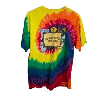 Disney Animal Kingdom Conservation Day Camp Shirt Adult Medium Rainbow Swirl Top